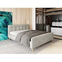 Кровать Настоящая мебель Pinko 140x200 (вельвет, с ПМ, серый)