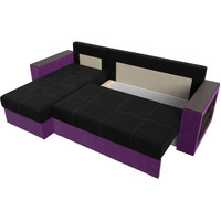 Угловой диван Лига диванов Дубай лайт левый (микровельвет черный/фиолетовый)