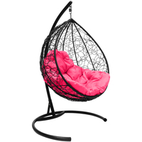 Подвесное кресло M-Group Капля 11020408 (черный ротанг/розовая подушка)