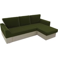 Угловой диван Лига диванов Морган 105450 (правый, микровельвет, зеленый/бежевый)