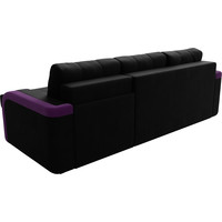 Угловой диван Лига диванов Марсель 29544 (левый, микровельвет, черный/фиолетовый)