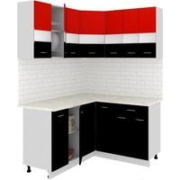 Готовая кухня Кортекс-мебель Корнелия Экстра 1.5x1.4м (красный/черный/королевский опал)
