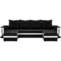 П-образный диван Craftmebel Атланта П 2 стола (бнп, экокожа, черный)