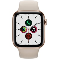 Умные часы Apple Watch Series 5 LTE 44 мм (сталь золотистый/песочный спортивный)