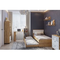 Кровать SV-Мебель Милан 90x200 00-00108377 (дуб золотой/белый матовый)