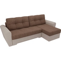 Угловой диван Лига диванов Амстердам 35181 (правый, рогожка, коричневый/бежевый)