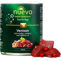 Консервированный корм для собак Nuevo Adult Venison with pasta, cranberry and safflower oil (Оленина с макаронами, клюквой и сафлоровым маслом) 0.8 кг