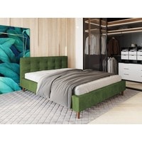 Кровать Настоящая мебель Texas 160x200 (вельвет, с ПМ, зеленый)