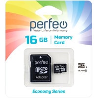 Карта памяти Perfeo microSDHC PF16GMCSH10AES 16GB (с адаптером)