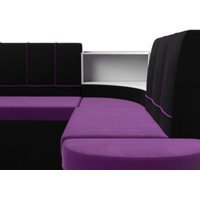 Угловой диван Лига диванов Тефида 114219 (микровельвет, фиолетовый/черный)