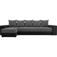 Угловой диван Лига диванов Дубай 105805 (левый, велюр/экокожа, серый/черный)