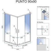 Душевой уголок Rea Punto 90x90 (черный/прозрачное стекло)