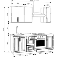 Готовая кухня ЗОВ Аланья-ПА прямая 2 м (бриз супрамат/белый супермат)