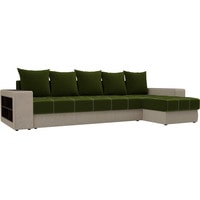 Угловой диван Лига диванов Дубай 105794 (правый, микровельвет, зеленый/бежевый)