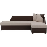 Угловой диван Лига диванов Андора 102672 (правый, рогожка/экокожа, бежевый/коричневый)