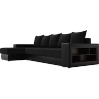 Угловой диван Лига диванов Дубай 105806 (левый, велюр/экокожа, черный/черный)
