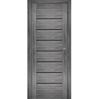Межкомнатная дверь Юни Амати 1 (ч) 90x200 (дуб шале-графит/черное стекло)
