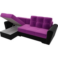 Угловой диван Лига диванов Амстердам 28227 (левый, микровельвет/экокожа, фиолетовый/черный)