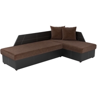 Угловой диван Mebelico Андора 59109 (вельвет коричневый/экокожа черная)