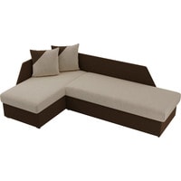 Угловой диван Лига диванов Андора 102665 (левый, микровельвет, бежевый/коричневый)