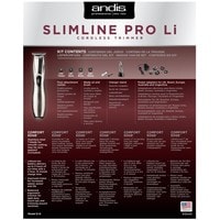 Триммер для бороды и усов Andis Slimline Pro Li T-Blade (хром)