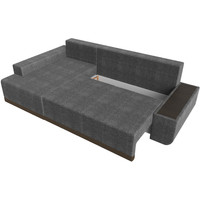 Угловой диван Лига диванов Чикаго левый 110779L (рогожка серый/подушки коричневые)