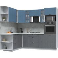 Готовая кухня Интерлиния Берес 1.88x2.4 ВТ левая (дуб лазурный/дуб серый/серый каспий)
