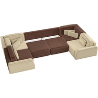 П-образный диван Mebelico Гермес-П 59315 (вельвет, коричневый/бежевый/коричневый)