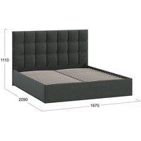 Кровать Трия Эмбер универсальный тип 1 160x200 (велюр графит)