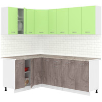 Готовая кухня Кортекс-мебель Корнелия Лира 1.5x2.1 (зеленый/оникс/марсель)