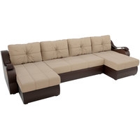 П-образный диван Лига диванов Меркурий 100336 (бежевый/коричневый)