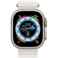 Умные часы Apple Watch Ultra LTE 49 мм (титановый корпус, титановый/белый, ремешок из эластомера)