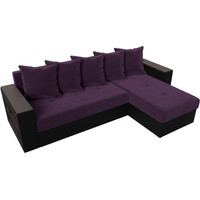 Угловой диван Лига диванов Дубай лайт правый 114155 (велюр фиолетовый/экокожа черный)