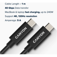 Кабель Canyon UC-44 CNS-USBC44B USB Type-C - USB Type-C (1 м, черный)