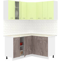 Готовая кухня Кортекс-мебель Корнелия Лира 1.5x1.4 (салатовый/оникс/королевский опал)