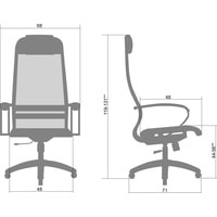Кресло Metta SU-1-BP Комплект 11, Ch ов/сеч (резиновые ролики, темно-серый)