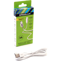 Кабель Ergolux ELX-CDC02-C01 USB Type-A - USB Type-C (1.2 м, белый)