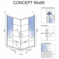 Душевой уголок Rea Concept 80x80 (черный/прозрачное стекло)