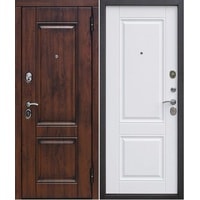 Металлическая дверь ЮрСталь Вена 205x86 (грецкий орех/белый матовый, левый)