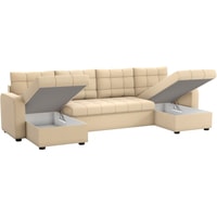 П-образный диван Craftmebel Ливерпуль П (бнп, рогожка, бежевый/коричневый)