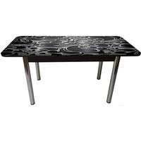 Кухонный стол Solt Рита 1с №59 (кромка черная/царга черная/ноги круглые хром)