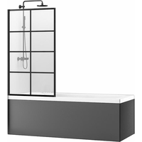 Стеклянная шторка для ванны Rea Lagos-1 Fix 80 (черный/прозрачное стекло)