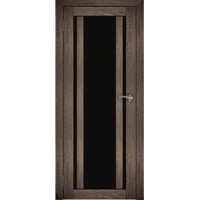 Межкомнатная дверь Юни Амати 11 (ч) 40x200 (дуб шале-корица/черное стекло) в Борисове