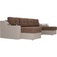 П-образный диван Лига диванов Сенатор 28927 (рогожка, коричневый/бежевый)