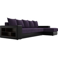 Угловой диван Лига диванов Дубай 105803 (правый, велюр/экокожа, фиолетовый/коричневый)