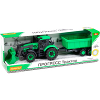 Трактор Полесье Прогресс с прицепом и ковшом 91840 (зелёный)