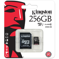 Карта памяти Kingston microSDXC UHS-I (Class 10) 256GB + адаптер [SDC10G2/256GB]