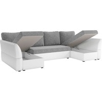 П-образный диван Лига диванов Гесен 29337 (рогожка/экокожа, серый/белый)