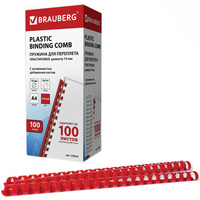 Пластиковая пружина для переплета BRAUBERG A4 14 мм 100 шт 530920 (красный)