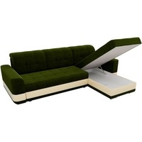 Угловой диван Mebelico Честер 61115 (правый, вельвет зеленый/экокожа бежевый)